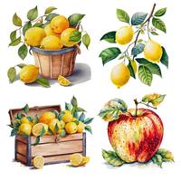 Fresh Lemon Apple Leisure Pastoral Style Home Wall Stickers Waterproof Refrigerator Decals Home Decor Decals  S393