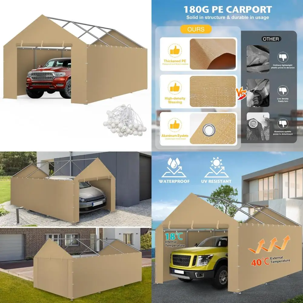 

Сменная крышка навеса для автоспорта, боковые стенки для рамы 10x20x9,35 футов, сверхмощная палатка для гаража, брезент с шариковыми бунсами, wa