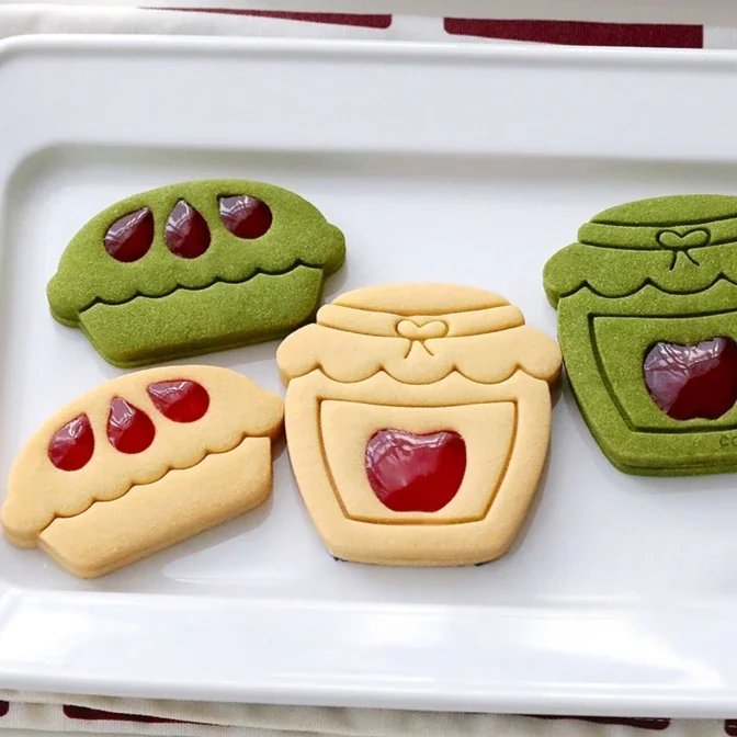 Mermelada, pastel de manzana, sándwich, molde cortador de galletas 3d, moldes para cortar panqueques prensables de Navidad, moldes para hornear Fondant, decoración de pastel de Año Nuevo