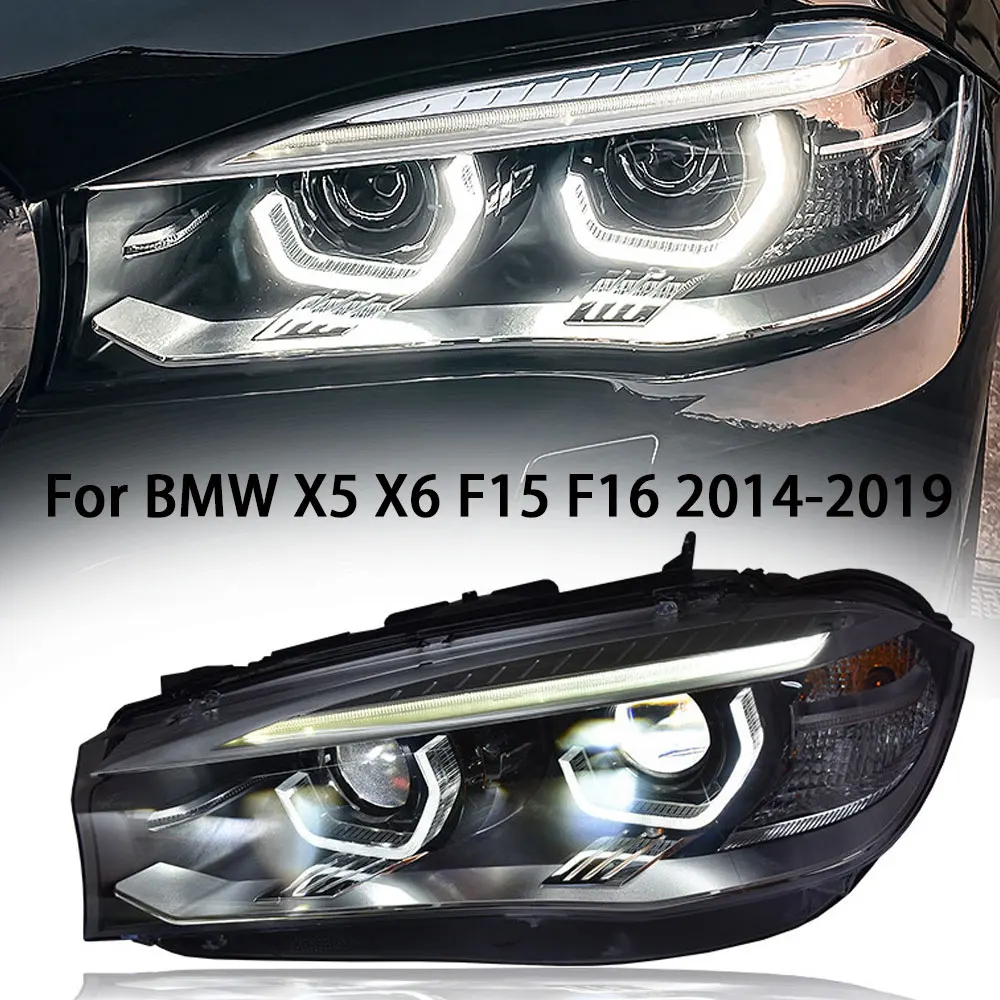 

Головная лампа для BMW X5 X6 F15 F16 светодиодный фара 2014-2019 фары F15 F16 F85 DRL сигнал поворота Дальний свет ангельский глаз проектор