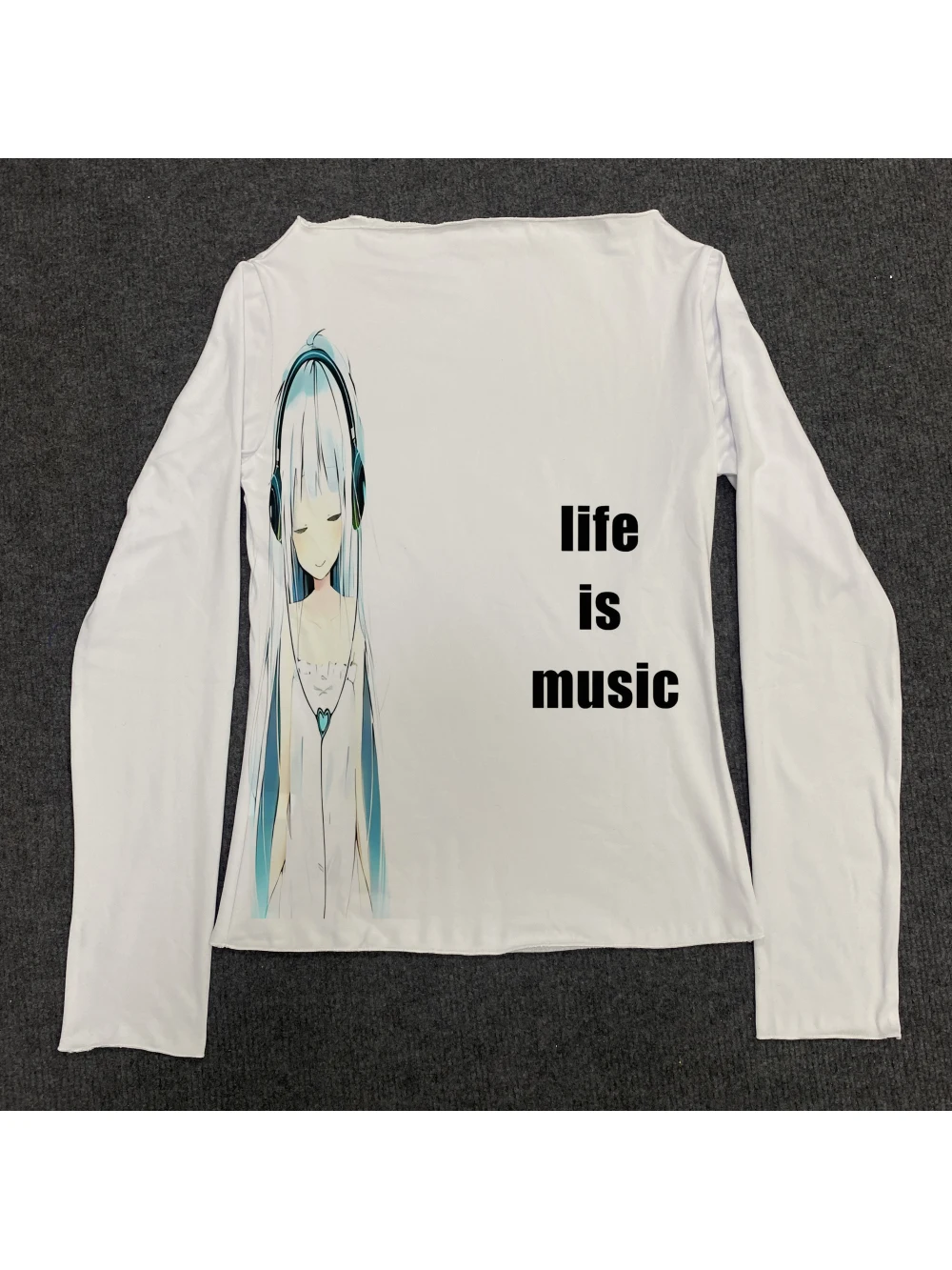 2026 New American Subculture Anime Girl Printed Long Sleeve T-shirt with Tiger Text Printing Y2K Spicy Girl Daily Street Top ins