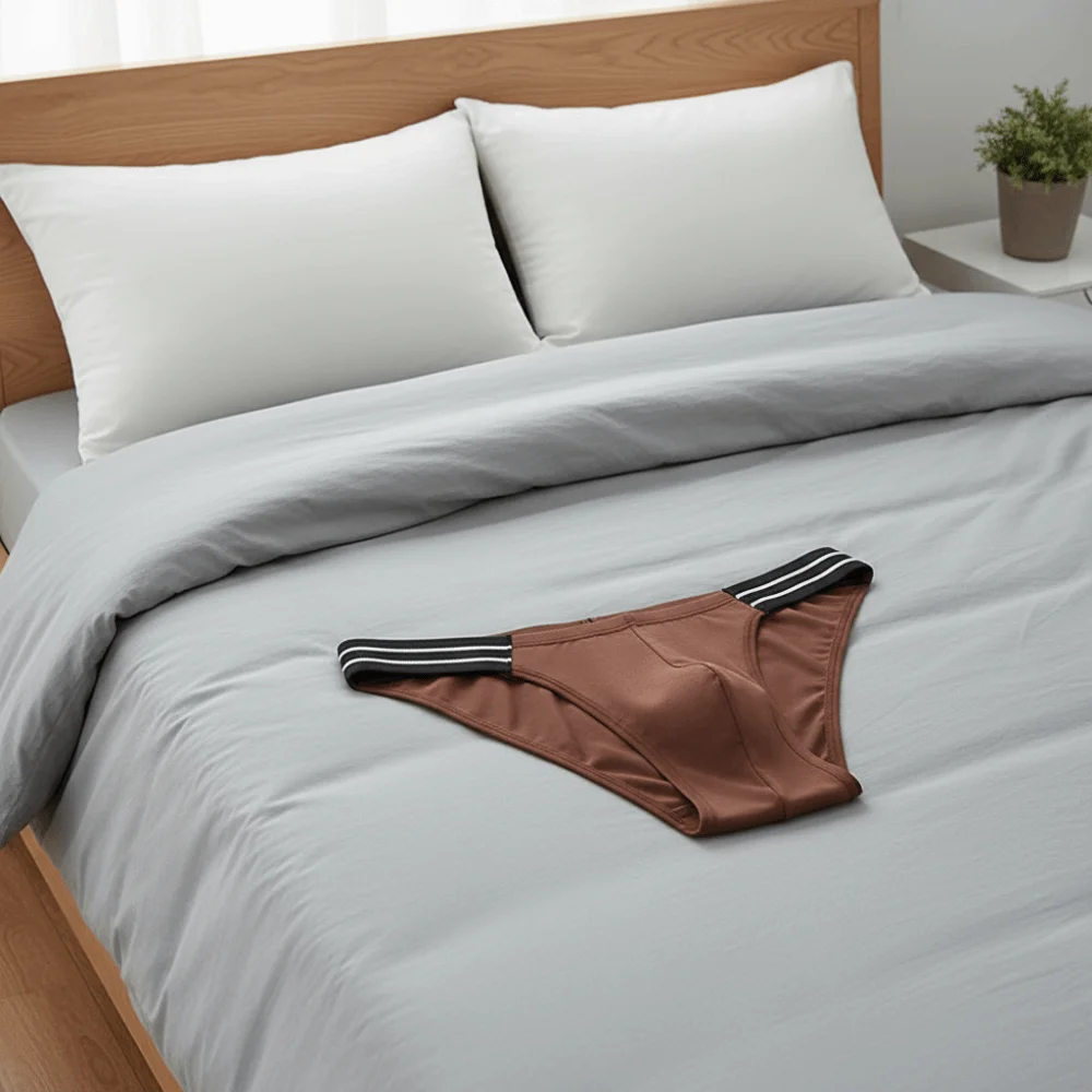 Unterhosen, Herren-Dessous, Herren-Triangel-Slips, gestreift, mittelhohe Taille, dünne Herren-Slips, große Größen, atmungsaktive Unterwäsche für Herren. – Detail 11