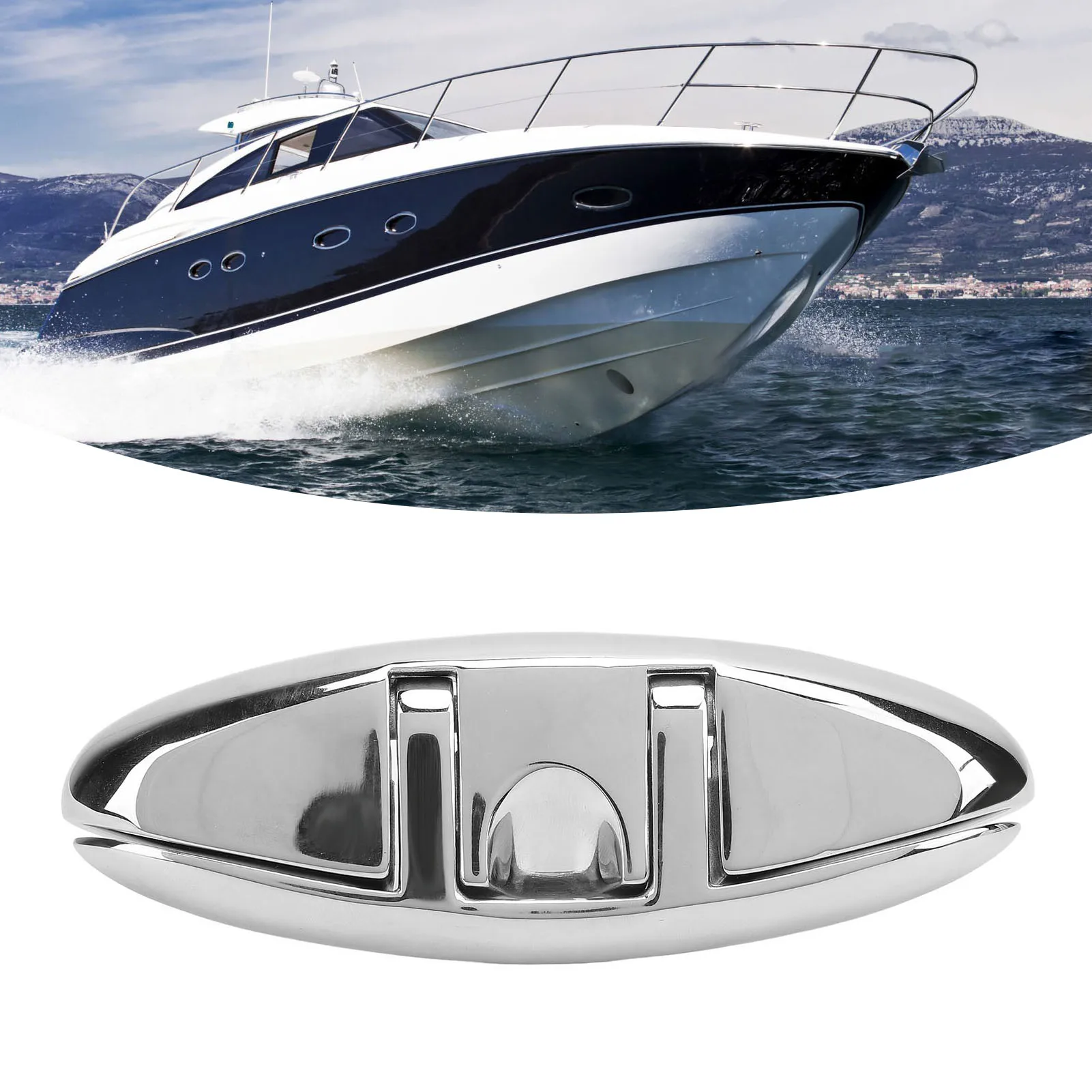 

Flush Mount Boat Cleat Cleat Polished Up Dock Cleat 6in 316 Stainless Steel Long Lasting for RV Yacht Cargo Ship Speedboat