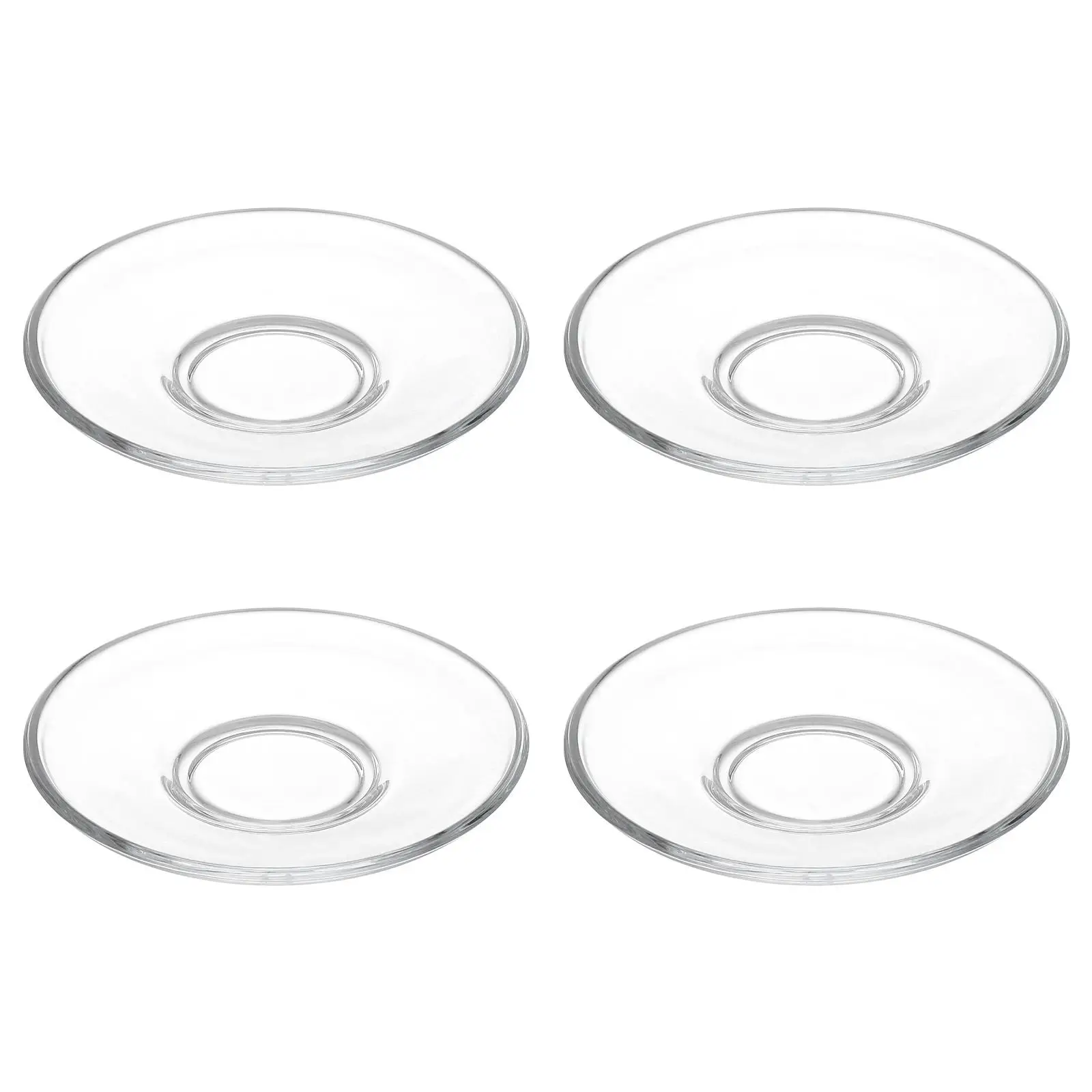 

4 Pcs Tea Saucers Clear Glass Plates Round Dishes Coffee Snack Storage Home Hotel Restaurant Tearoom Easy Wash High Durability