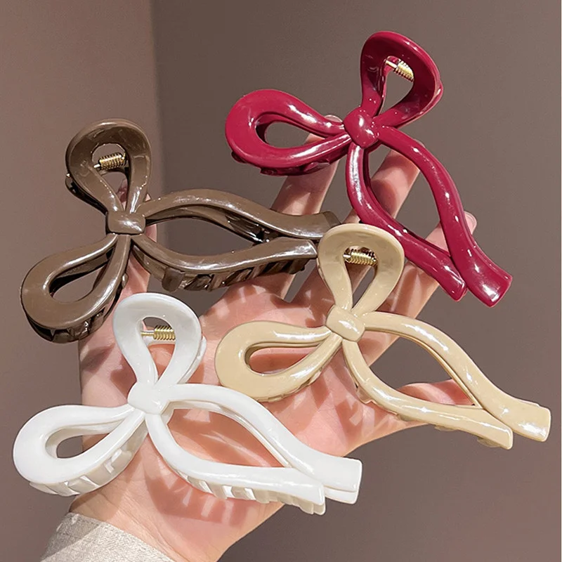 

Simplicity Soft Silicone Bow Hair Clip for Woman Elegant Temperament Shark Clip Fashion Girl Ponytail Clip Hair Clamp