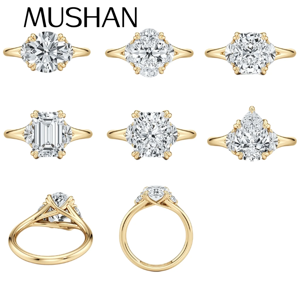MUSHAN Custom Jewelry 925 Sterling Silver Ring Wedding Bands for Women D Color VVS Moissanite Diamond Luxury s925 Silver Rings
