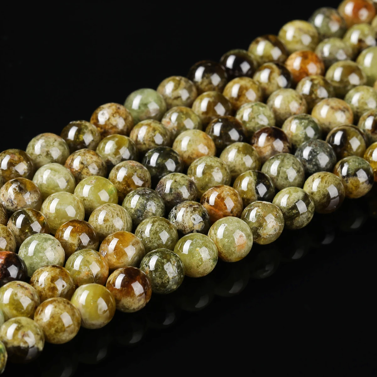 JD Natural Green Garnet Loose Beads Polished Round Gemstone Beads for DIY Necklace Jewelry Making Accessories