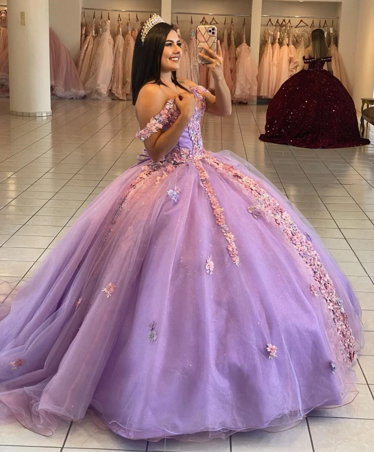 Lilás princesa quinceanera vestidos de baile querida tule apliques doce 16 vestidos 15 anos personalizado