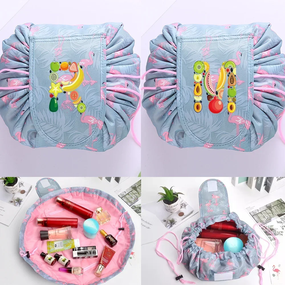 

Makeup Bag Toiletry Organizer Women Drawstring Cosmetic Bag Fruit Printing Series Female Make Up Pouch Waterproof Beauty Case