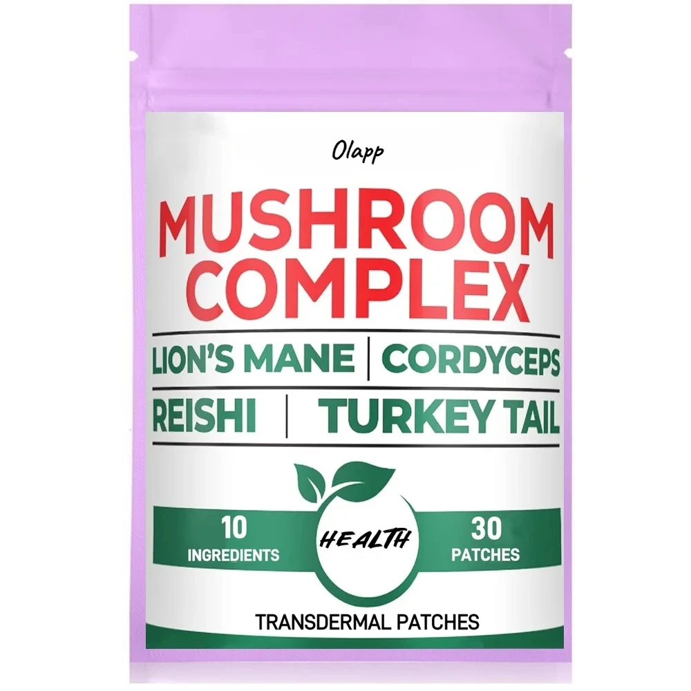 30 Patches 10 in1 Lions Mane Complex Transdermal Patches - Blended with Cordyceps Sinensis, Reishi Mushroom Turkey Tail Mushroom