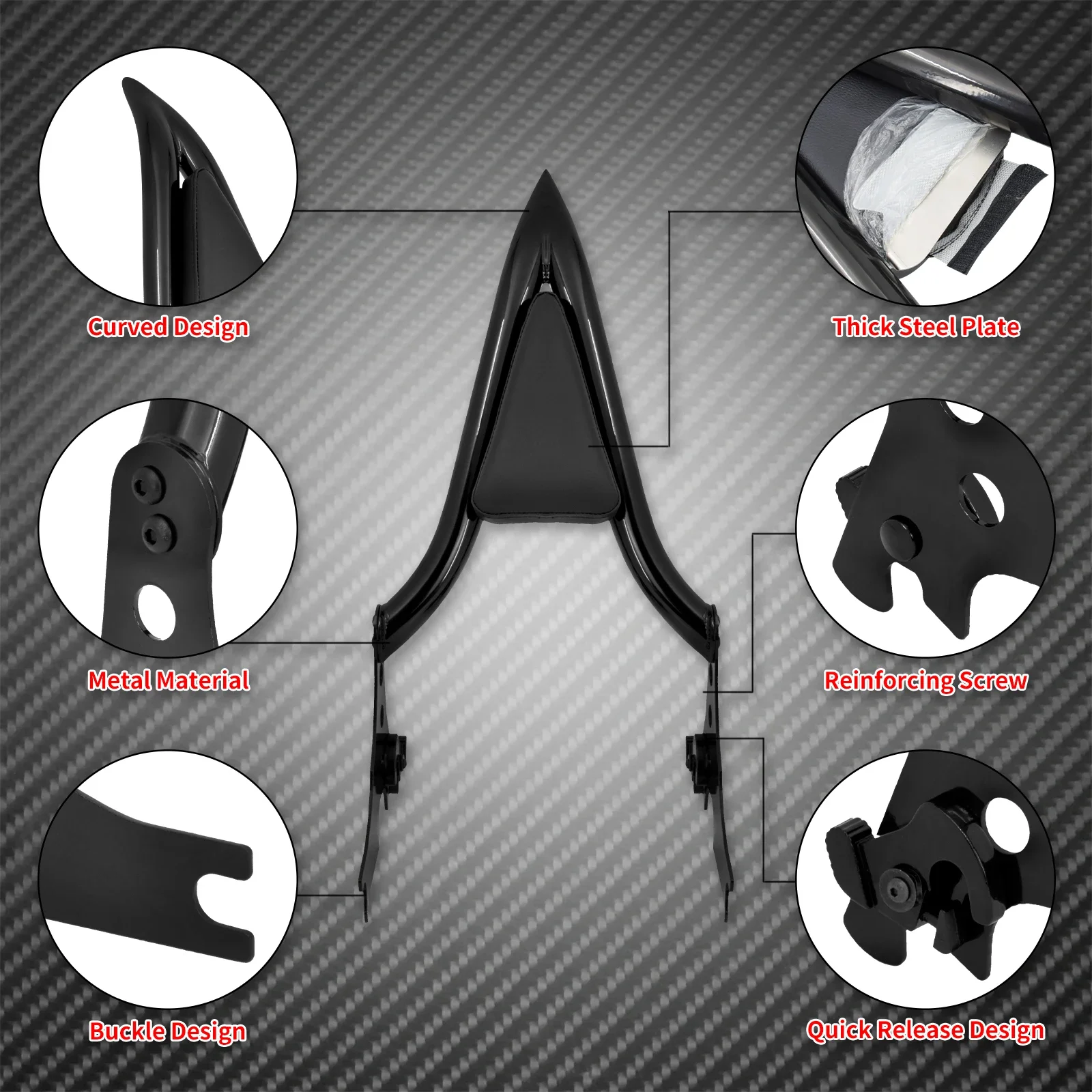 Motorcycle Detachable Rear Passenger Sissy Bar Backrest W/Pad For Harley Sportster XL 1200 883 48 72 Forty Eight Iron 2004-2022 view 3