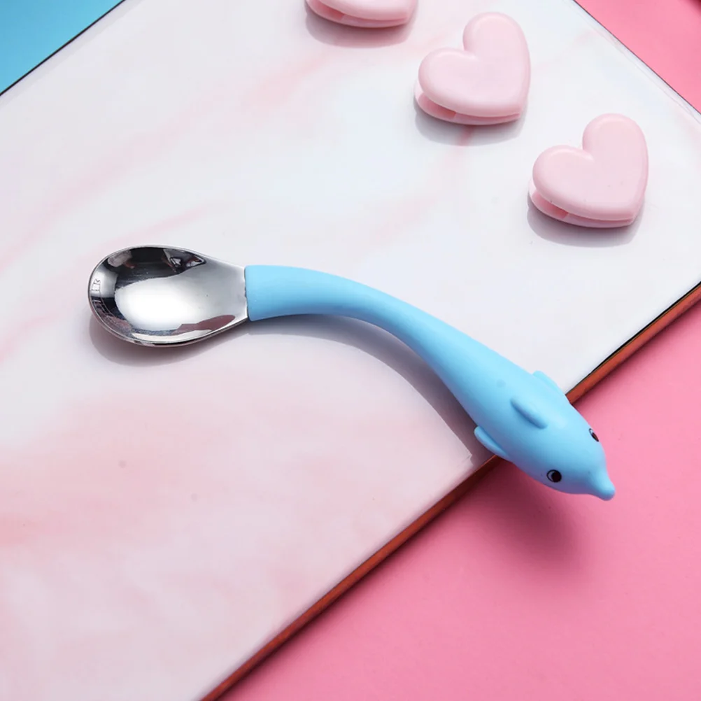 

2pcs Toddler Training Tableware Set Baby Stainless Steel Spoon Fork Kids Eating Utensils Cute Short Handle For