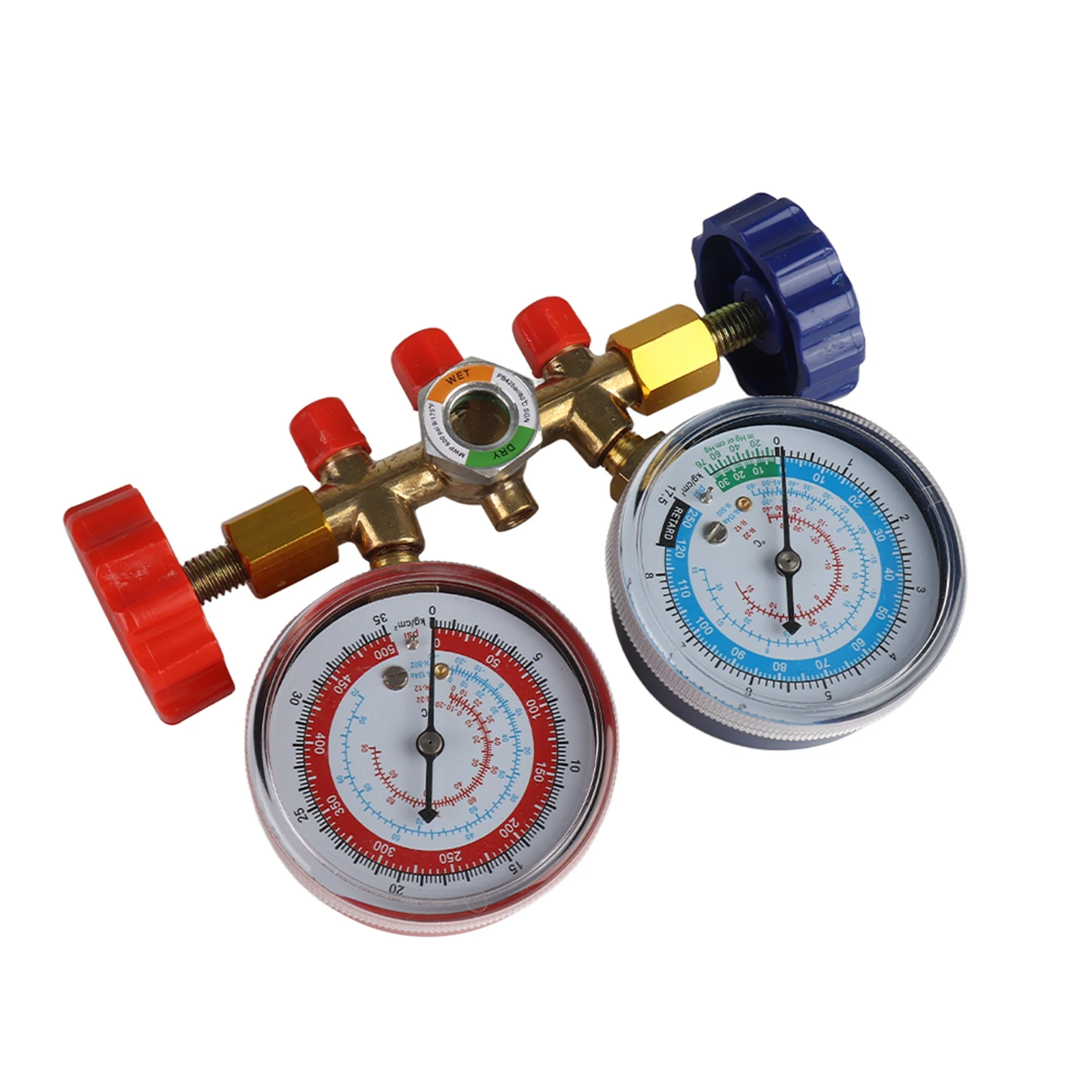 Refrigerant Gauge 3 Way Air Conditioning Diagnostic Manifold Gauge Set with 1/4in Thread Hose for R134A R12 R22 R502