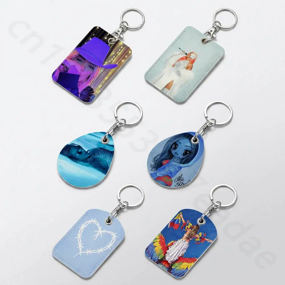 K-KAROL G NO ME ARREPIENTO DE SENTIR TANTO Rectangle Card Case Keychain Access Card Bag Key Tag Ring Leather Card Holder Key