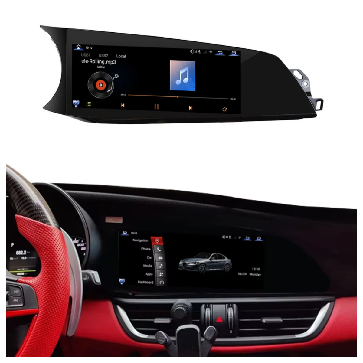 

10.25'' Android Autoradio for Alfa Remeo Giulietta 2016-2024 Car Radio Head Unit Navigation Multimedia Wireless CarPlay GPS 4G