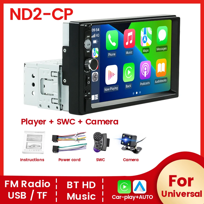 

7inch HD Touch Screen 1Din Car Radio Multimedia Player Automotive FM Stereo Support Carplay Android Auto Monitor MP5 SWC TF AUX