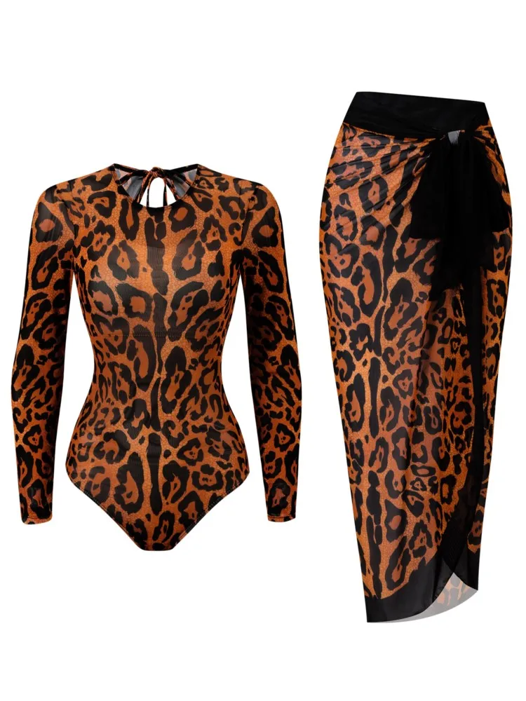 Maille rétro Bikini imprimé mode maillot de bain et couvrir avec jupe serré femmes pansement été plage luxe élégant 2026