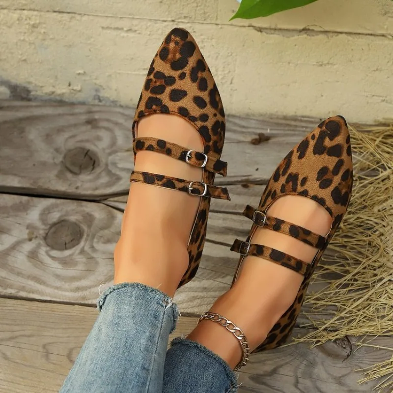 Ballet Flats Women Loafers Barefoot Floors Trend Comfortable Shoes Stylish Red Leisure Leopard Print Color Offer view 2