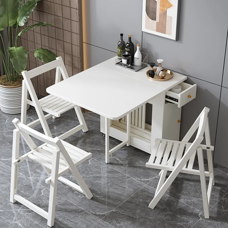

Rectangular Modern Dining Table Home Movable Telescopic Folding Dining Table