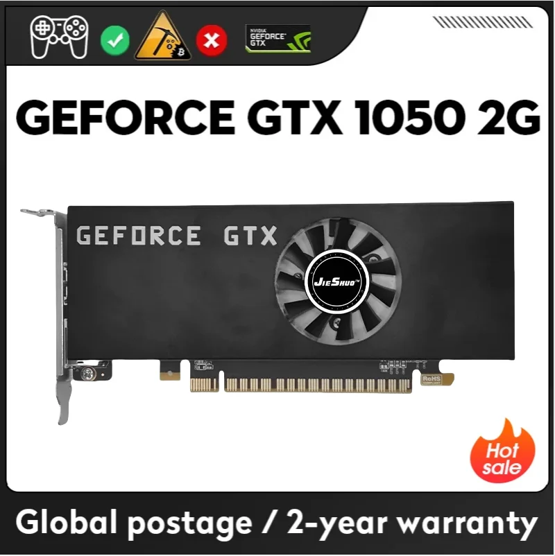 JIESHUO NVIDIA Geforce GTX 1050 2GB video graphics card 14nm GDDR5 128bit gpu gtx1050 pc video card for gaming office 1050gtx