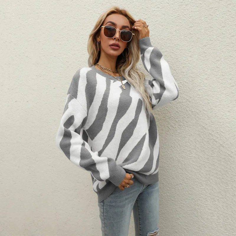 Slim Fitting Outerwear Top Pull Hiver Femme Beautiful Frau Pullover Stripe Clothes Knitted Tops Women Sweaters 2023 Kint Tops