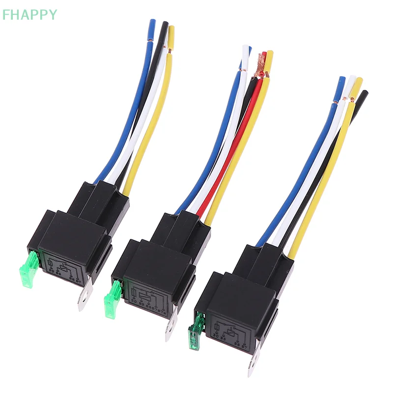 Relé automático con voltaje de bobina de fusible, Rel de vehículo, 12V, 24V, CC, 4 pines, 5 pines, 30A, 4 P, 24V, 4 P, 12V, 5 P, 1 unidad