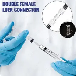 Sterile Medical Luer Lock Syringe Connector Female to Female Transparent Coupler Double Joints Drug Guiding Device Adapter