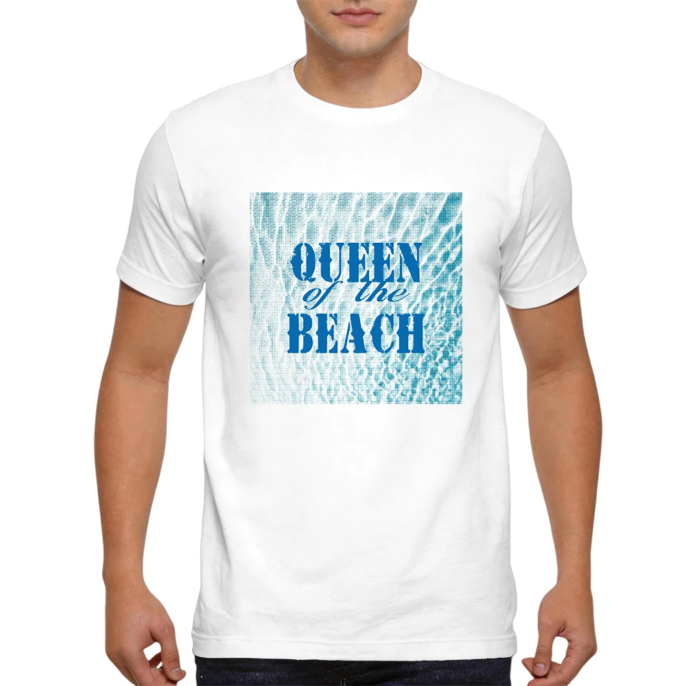 Mens 100% Cotton T Shirt Distressed Blue Letter Wave Halftone Background Print Breathable Short Sleeve Daily Wear