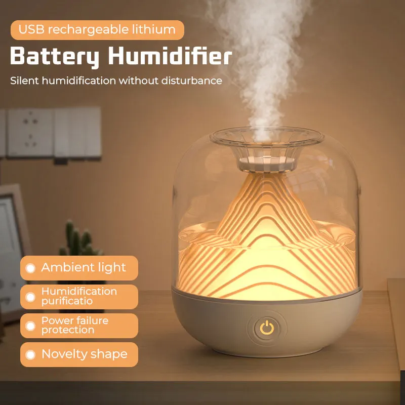 

Portable Wireless Air Humidifier Rechargeable Large Capacity For Home Korea Type Aroma Essential Oil Mist Flame Volcano Diffuser