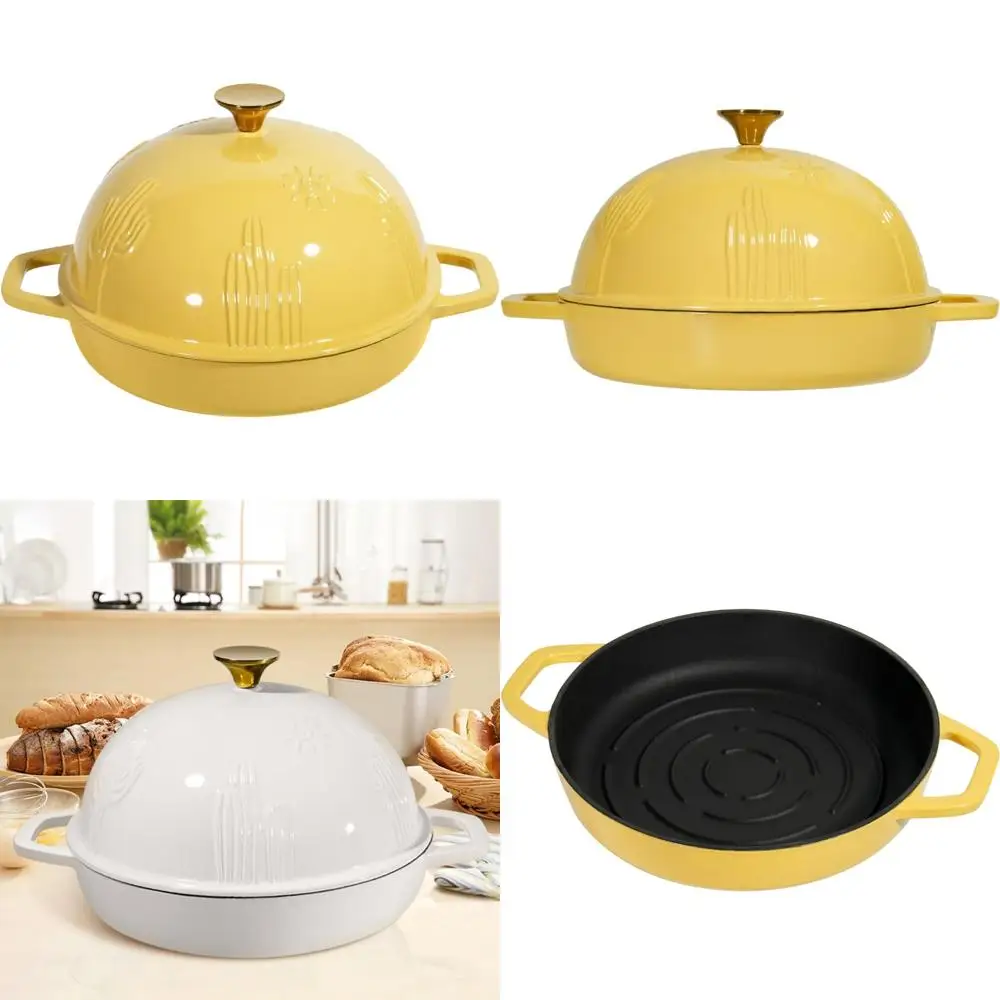 

Enameled Cast Iron Bread Oven with Dome Lid for Sourdough Baking - 5 Quart Yellow Dutch Oven for Perfect Loaves