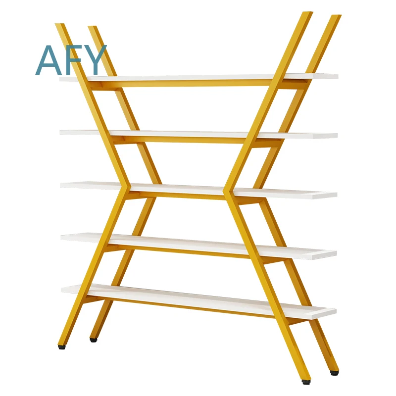 Bookshelf for Home Office Living Room Storage Wrought Iron Multi Layer Baffle Shelf Simple Creative Combination Shelf for