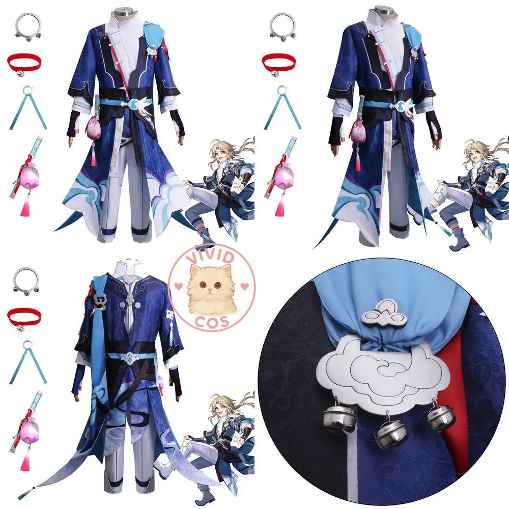 

Honkai Star Rail Anime Character Yanqing Full Set Cosplay Costume Classic Outfit Wig for Men Comic Con Halloween Party Set
