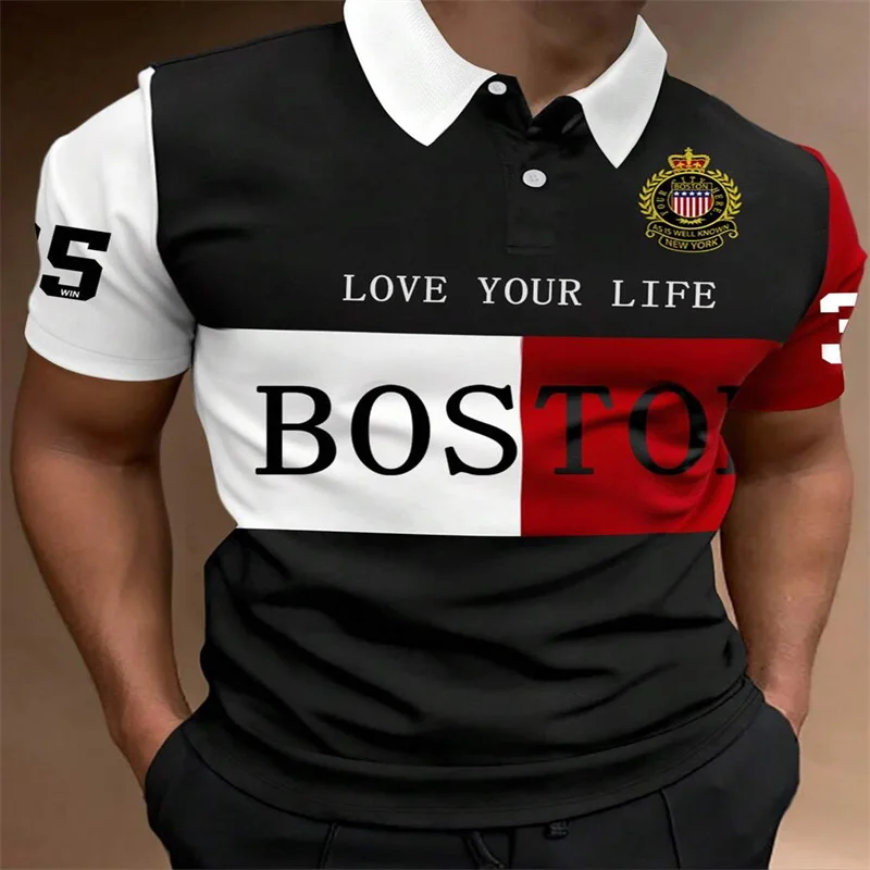 2026Manfinity Homme Manfinity Sporty Men's Simple Print Turndown Collar Ribbed …