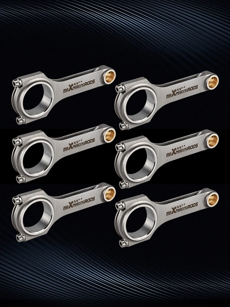 4340 Forged Steel H-Beam Connecting Rods Rod For VW VR6 Golf 2.8 2.9 164mm ARP 2000 Bolts 800 BHP view 6