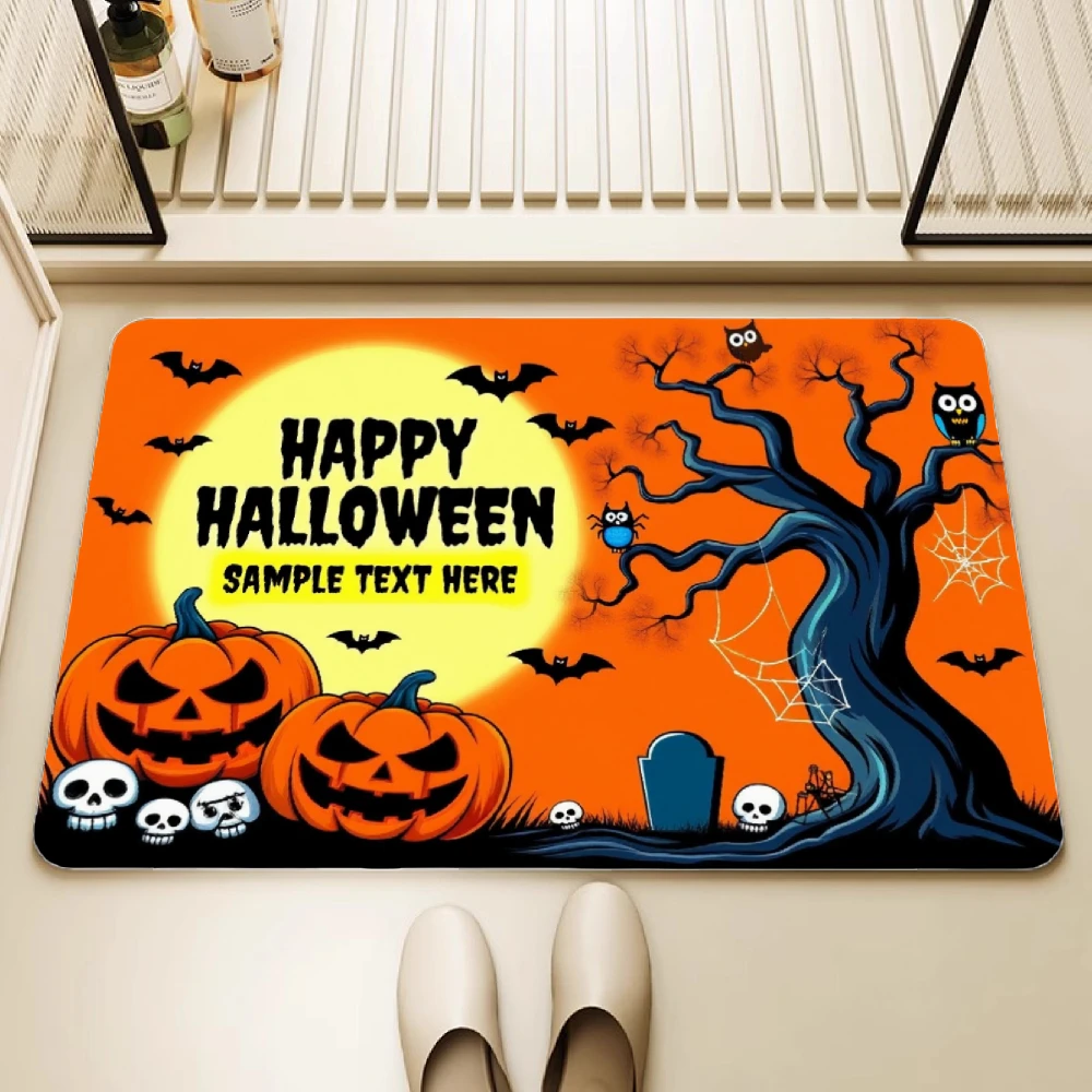 

VIKAMA Square Doormat with Halloween Theme - Anti - slip Diatomite, Anti - fall for Bathroom & Kitchen Entrance