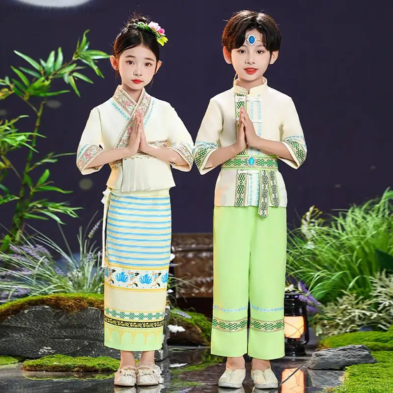 Trajes de baile Dai para niños y adultos, vestido de actuación de Festival para niños y niñas, ropa de fotografía puesta en escena de nacionalidad