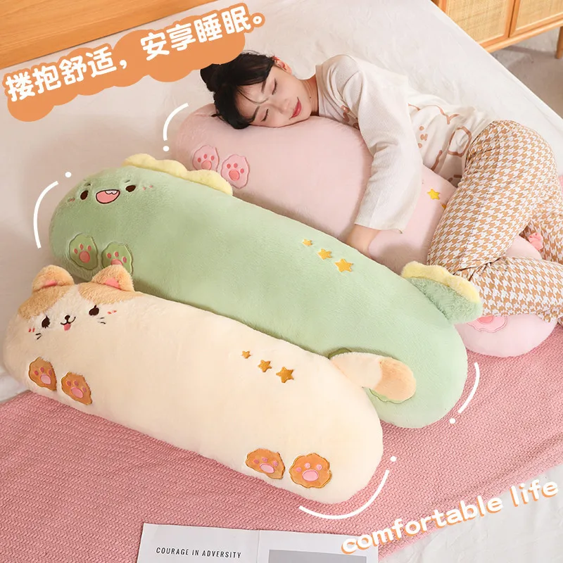80/100 سنتيمتر الكرتون الحيوان أفخم وسادة طويلة محشوة القط ديناصور أجش خنزير النوم تعزيز رفيق هدية عيد ميلاد