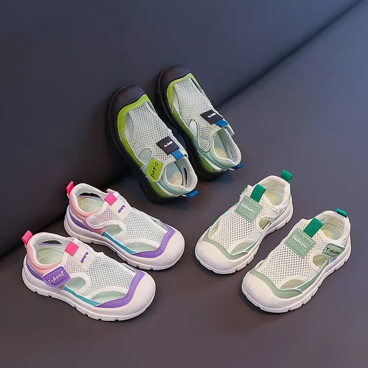 

Girls' sports sandals, 2026 summer new children's outdoor toe shoes, boys' anti-slip and breathable single-mesh shoes