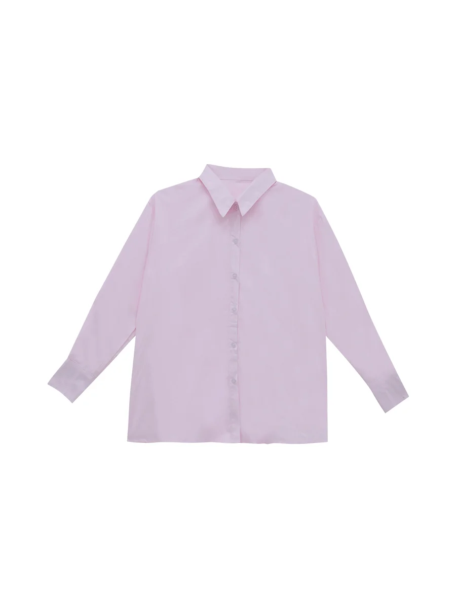 Camicie da donna Camicia estiva tinta unita ampia maniche lunghe Camicette casual con protezione solare Cardigan monopetto