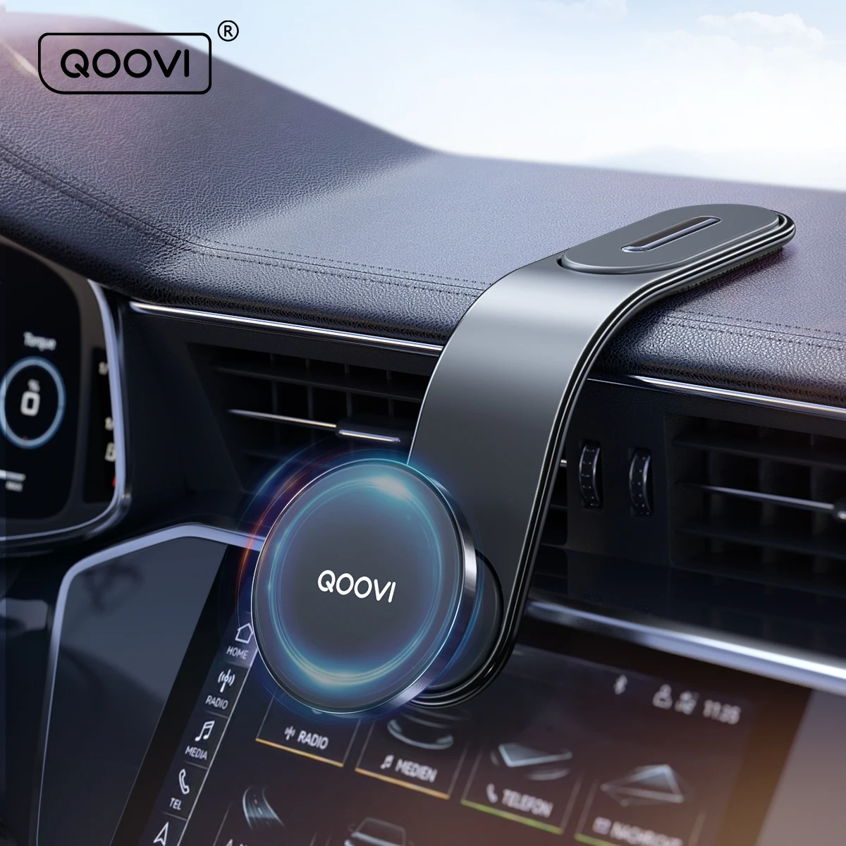 

QOOVI Magnetic Car Phone Holder Dashboard Cellphone Stand Air Vent Magnet 360°Rotating GPS Mount For iPhone 17 16 Xiaomi Samsung