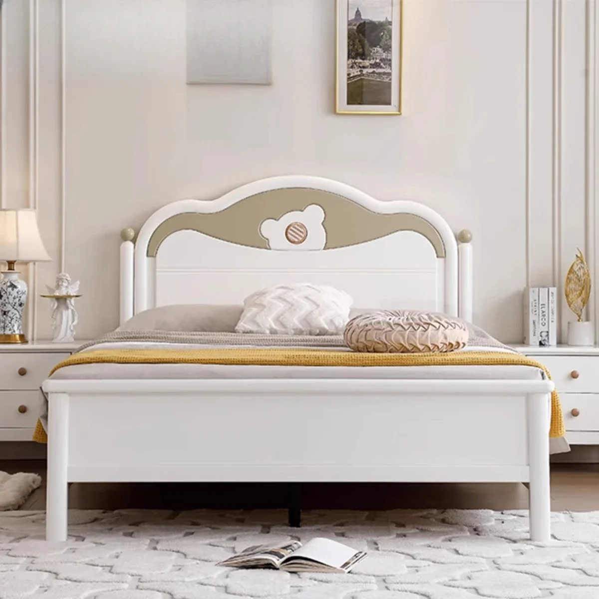 Cream wind solid wood children's bed