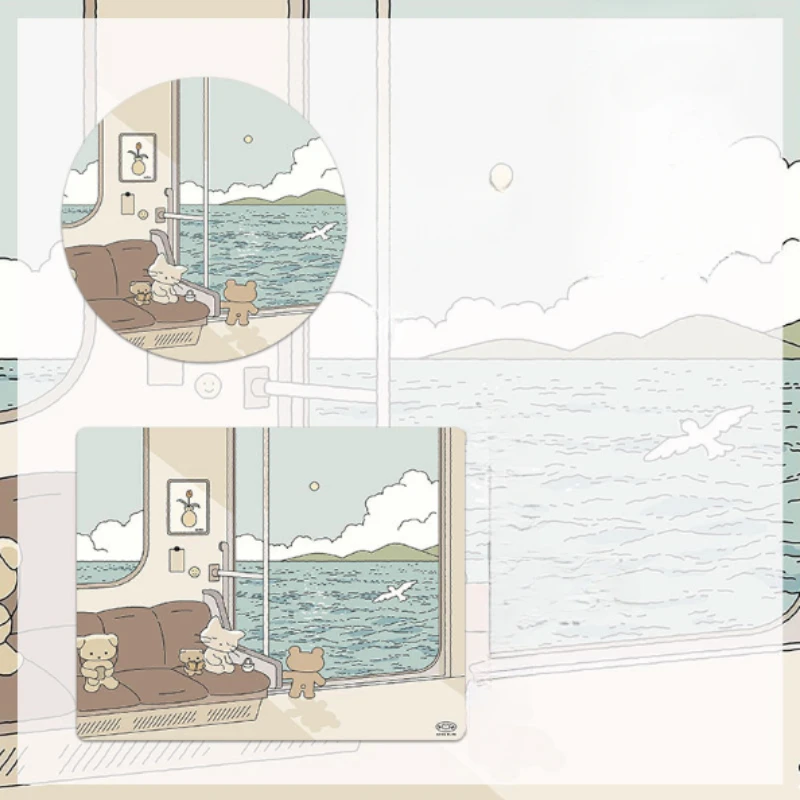 Kawaii Mouse Pad Green Anime HD Desk Pad Extended Gaming Keyboard Mats Cute Anti Slip Lock Edge Cartoon Style Non-Slip Mat