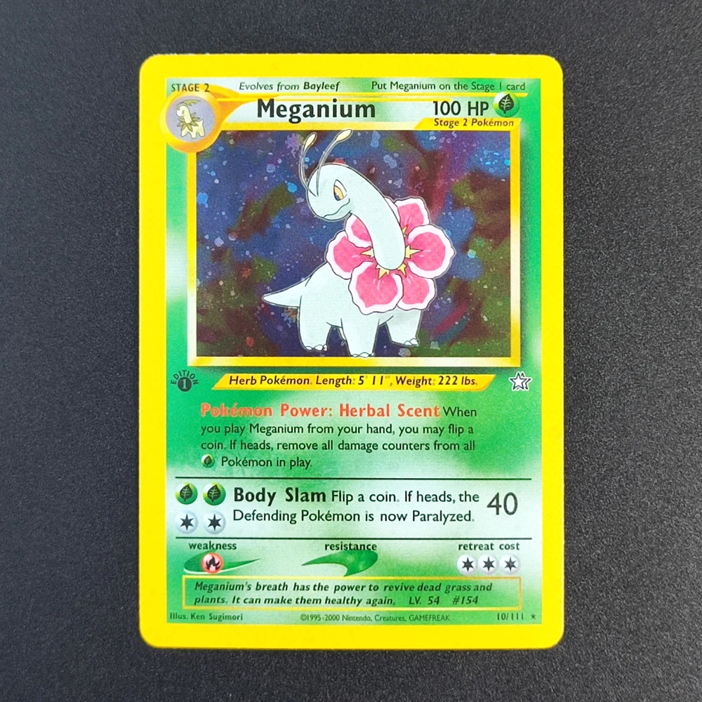 ذاتية الصنع الوكيل PTCG الإنجليزية نيو جينيسيس الطبعة الأولى Typhlosion Meganium Jumpluff هولو لعبة هواية جمع بطاقة لعبة
