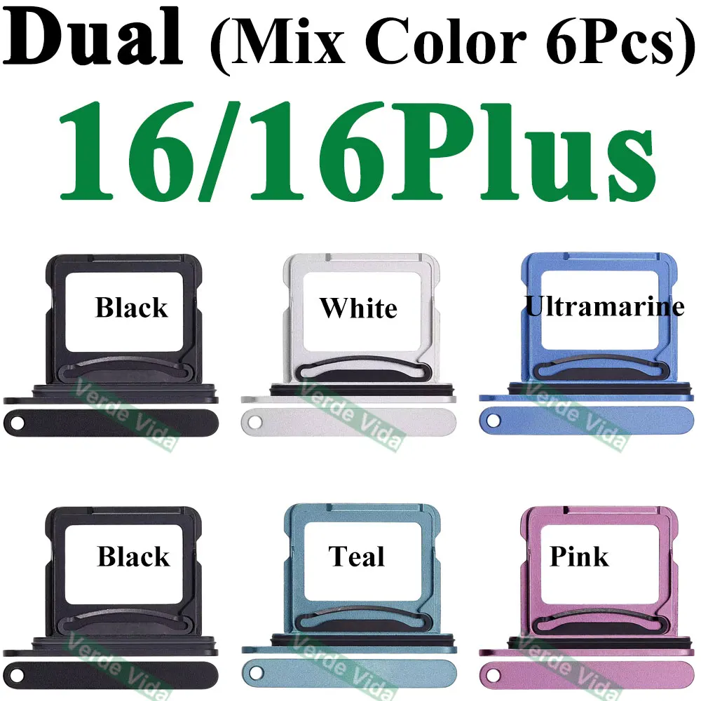 6Pcs For iPhone 13 15 16 14 Pro Max 12 11 14 Plus Dual SIM Card Tray Holder Slot Drawer Holder Chip Tray Sim Card Reader Adapter image 2