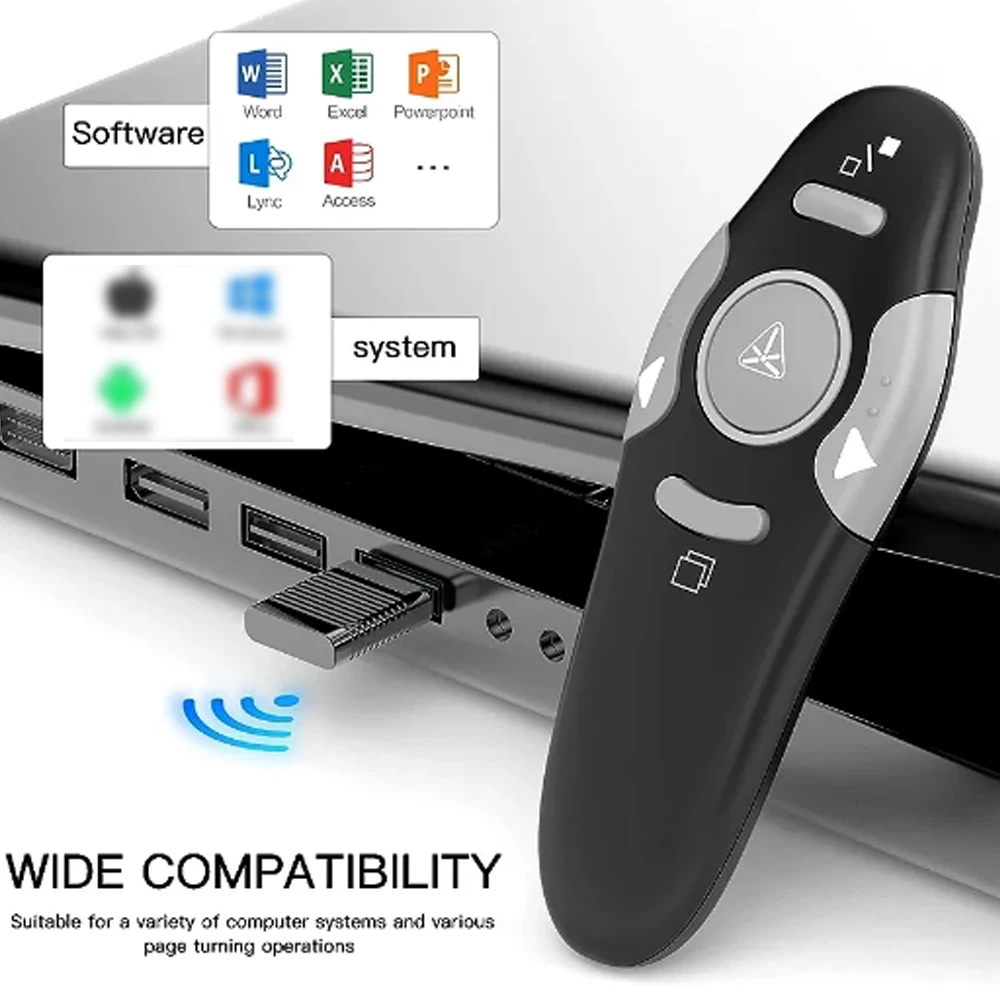 قلم مقدم USB لاسلكي مع ضوء أحمر ، جهاز تحكم عن بعد للعرض التقديمي ، جهاز نقر عرض PPT ، RF our GHz #5