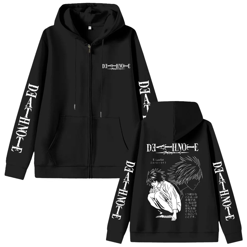 

Anime Death Note Zipper Hoodie Yagami Light Zip Up Hoodies Men Women Cartoon Manga Oversized Jacket Men's 90s Vintage Streetwear