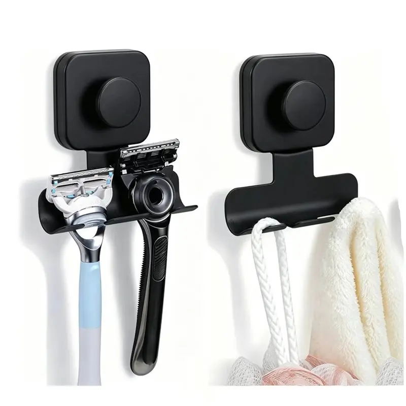 DTEN-For Shaver/Loofah Towel Holders-Suction Cup Stainless Steel Shower Hook, No-Drill Design Holds 15Lbs Razor
