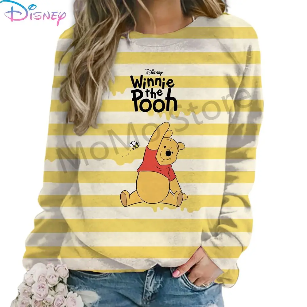 Women\'s Long Sleeve Sweatshirts O Neck Disney Winnie The Pooh 2024 Party Y2k Clothes Streetwear High Quality Lovely Autumn S-3XL