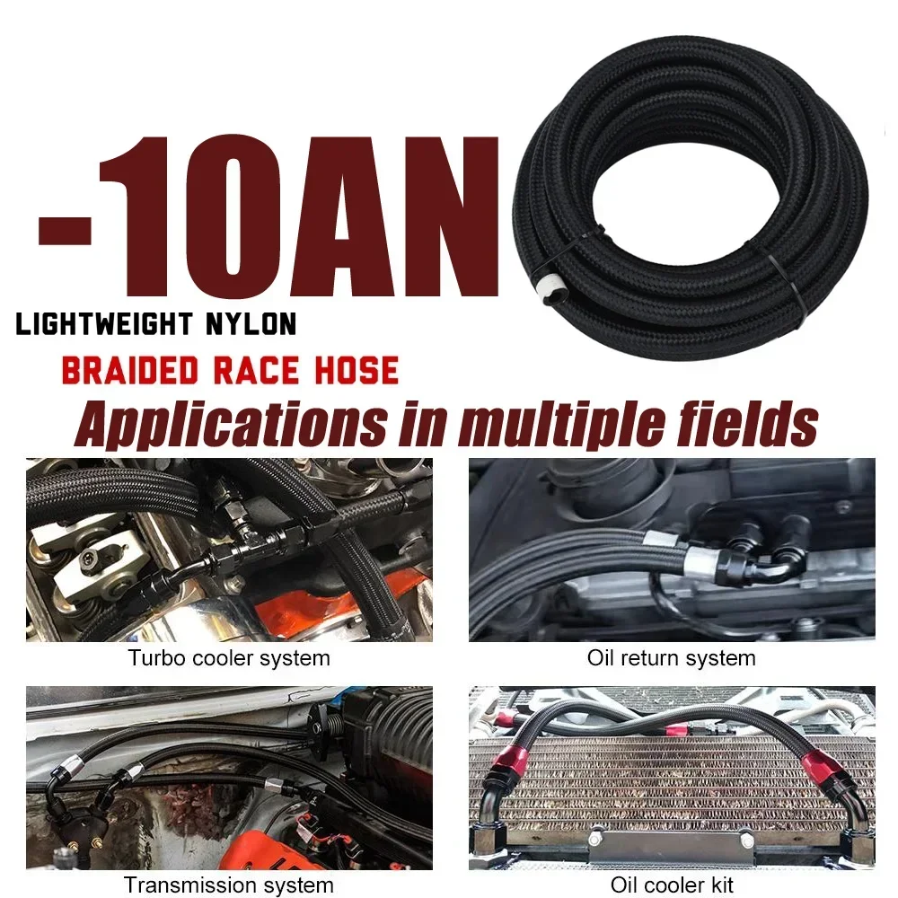 AN4 AN6 AN8 AN10 10FT 3m جديلة النفط خرطوم الوقود خط مضفر خرطوم زيت الوقود النايلون مضفر الفولاذ المقاوم للصدأ