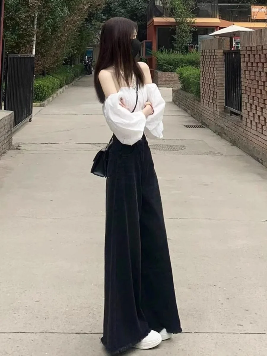 

Широкие брюки для женщин, летние женские весенние двухслойные брюки против морщин без манжет в консервативном стиле, моющиеся для девочек, подарок в стиле ретро